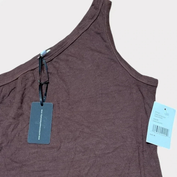 Articles Of Society Jade Ribbed Mini One Shoulder Dress in Brown Size Medium - Picture 3 of 5